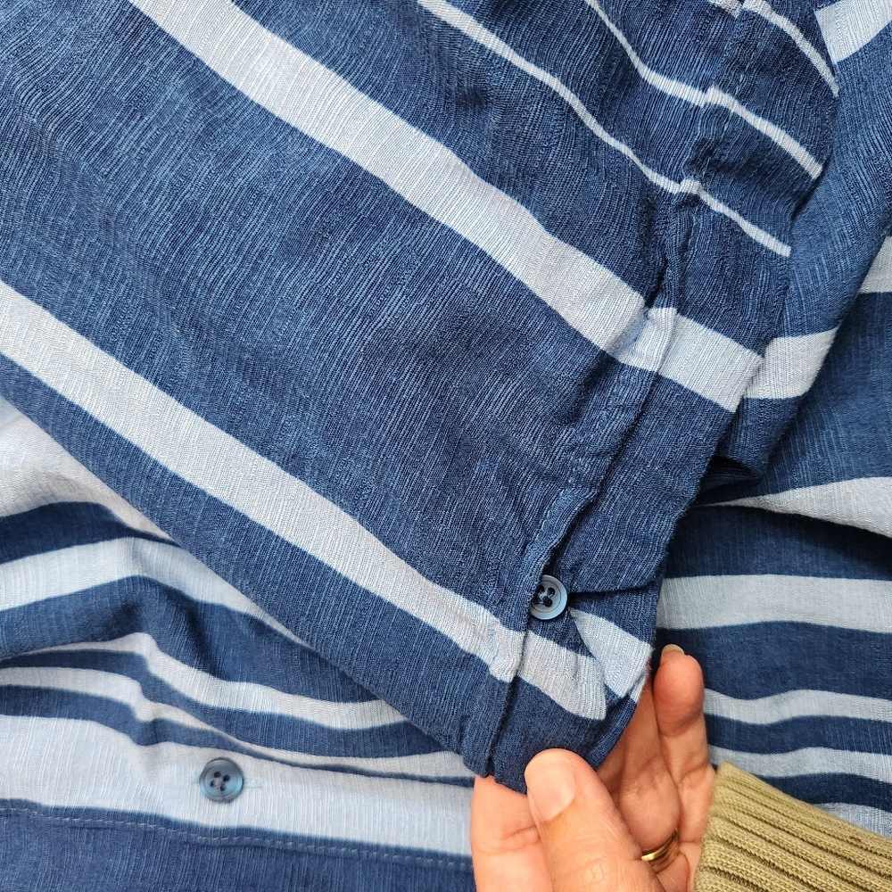 Cubavera XL short sleeve Blue stiped Button Down Shirt collared casual like new - Picture 11 of 11